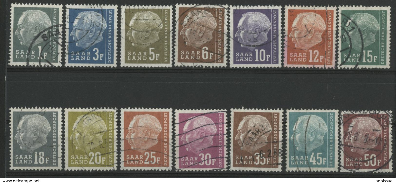 SARRE N° 391 à 404 COTE 22.7 € Oblitérés. Série Président Heuss - Used Stamps
