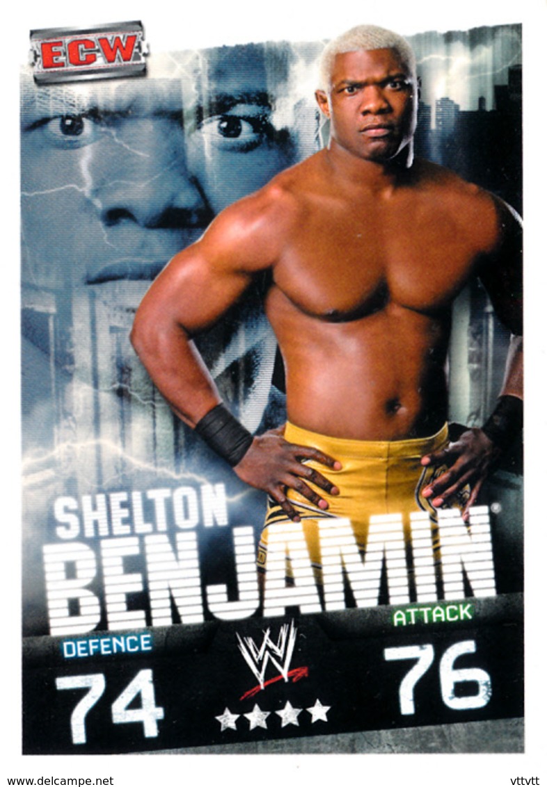 Wrestling, Catch : SHELTON BENJAMIN (ECW, 2008), Topps, Slam, Attax, Evolution, Trading Card Game, 2 Scans, TBE - Tarjetas