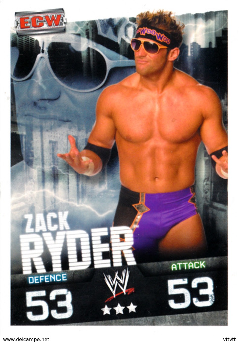 Wrestling, Catch : ZACK RYDER (ECW, 2008), Topps, Slam, Attax, Evolution, Trading Card Game, 2 Scans, TBE - Trading Cards