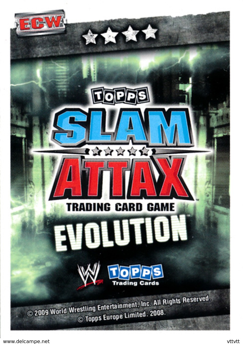 Wrestling, Catch : ZACK RYDER (ECW, 2008), Topps, Slam, Attax, Evolution, Trading Card Game, 2 Scans, TBE - Trading Cards