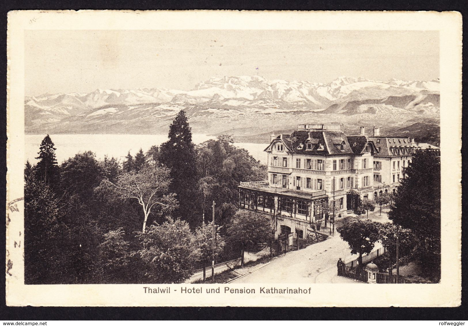 1916 AK Katharinahof, Thalwil Mit Internierten Stempel Schönfels B. Zug, Kriegsgefangenen Lager Nach Lyon. . - Abstempelungen