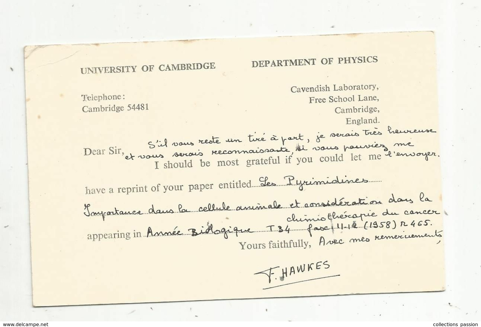 JC, Carte Postale,  EMA , Grande Bretagne ,CAMBRIDGE ,  1965 ,university De CAMBRIDGE , Department Of Physics - Machines à Affranchir (EMA)