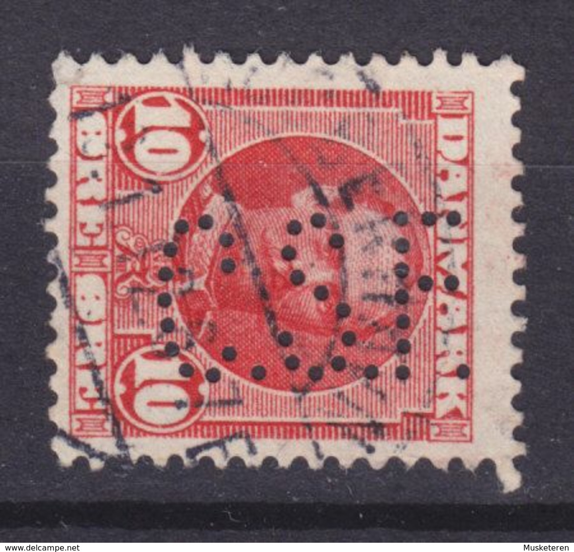 Denmark Perfin Perforé Lochung (C57) 'C.S.F.' C. Schous Fabriker A/S, København  King Fr. VIII. Stamp (2 Scans) - Errors, Freaks & Oddities (EFO)