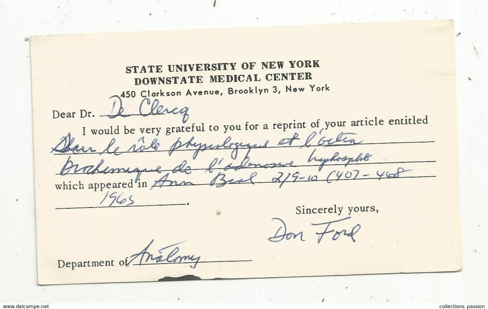 JC, Carte Postale, Entier Postal, EMA , Etats Unis , BROOKLYN, NEW YORK ,1964, State University Of New York - 1961-80