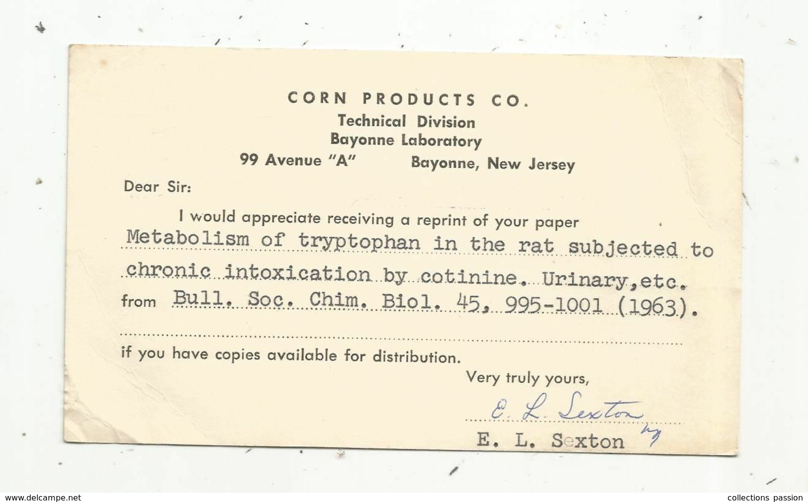 JC, Carte Postale, Entier Postal, EMA , Etats Unis , BAYONNE ,1964 ,N.J. , Corn Products Co - 1961-80