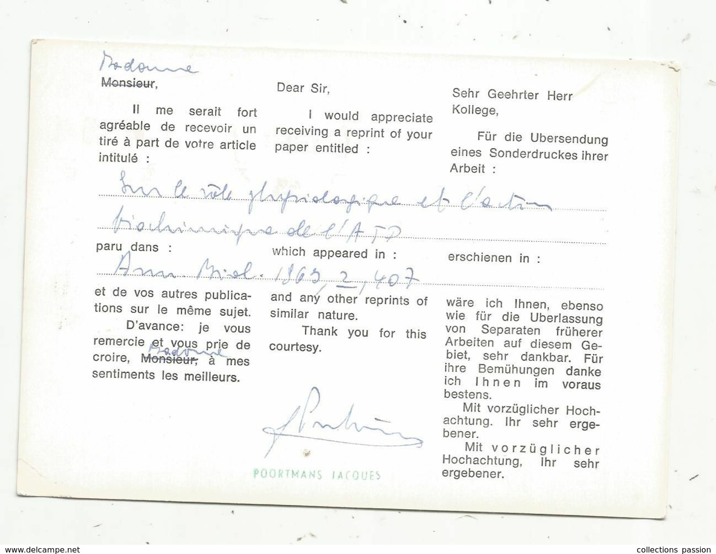 JC, Carte Postale,  EMA , Belgique, Bruxelles-Brussel, 1963 ,institut National De L'éducation Physique Et Des Sports - Otros & Sin Clasificación