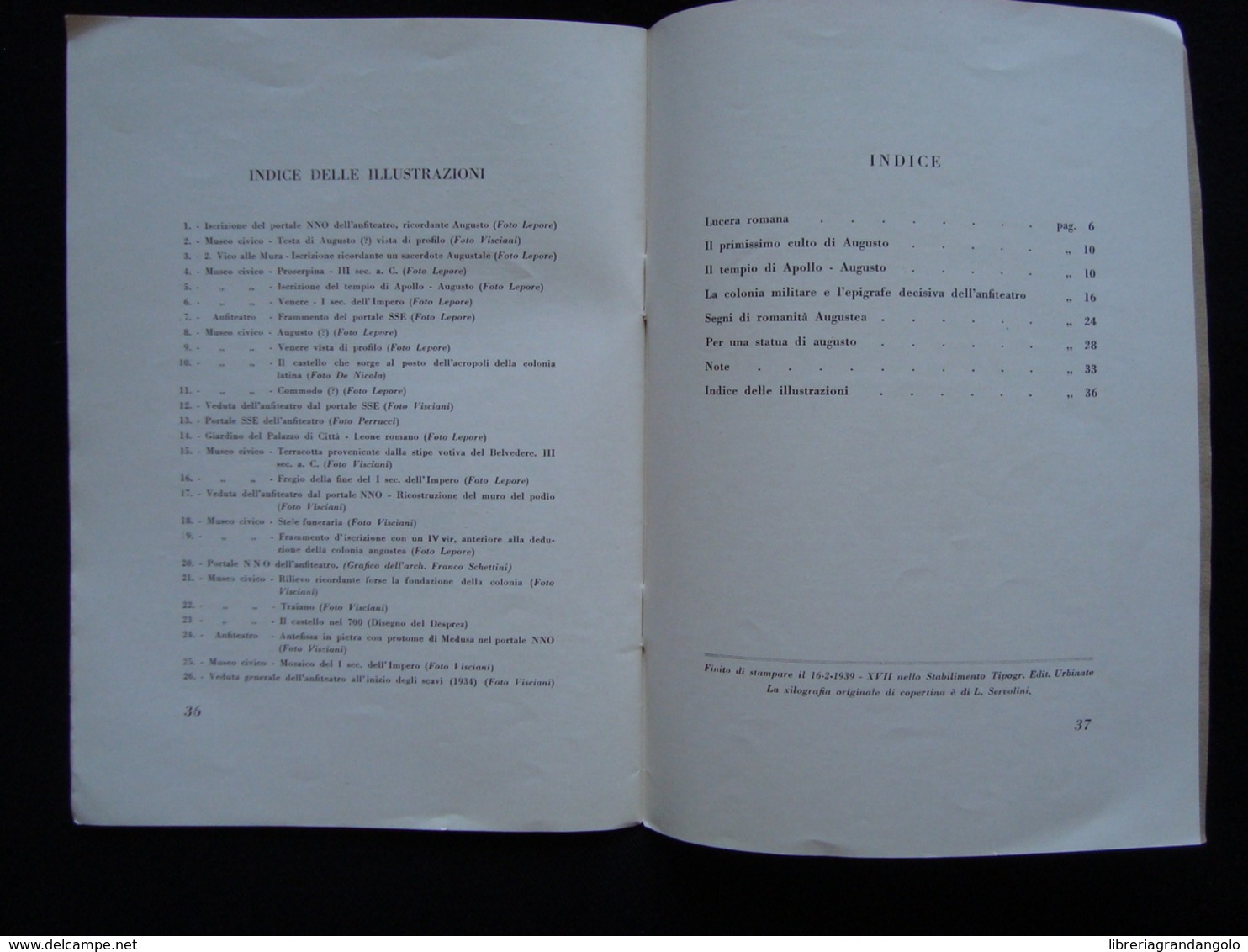 Gifuni Giambattista Lucera Augusta 1939 STEU Urbino  Xilografia Servolini - Non Classificati