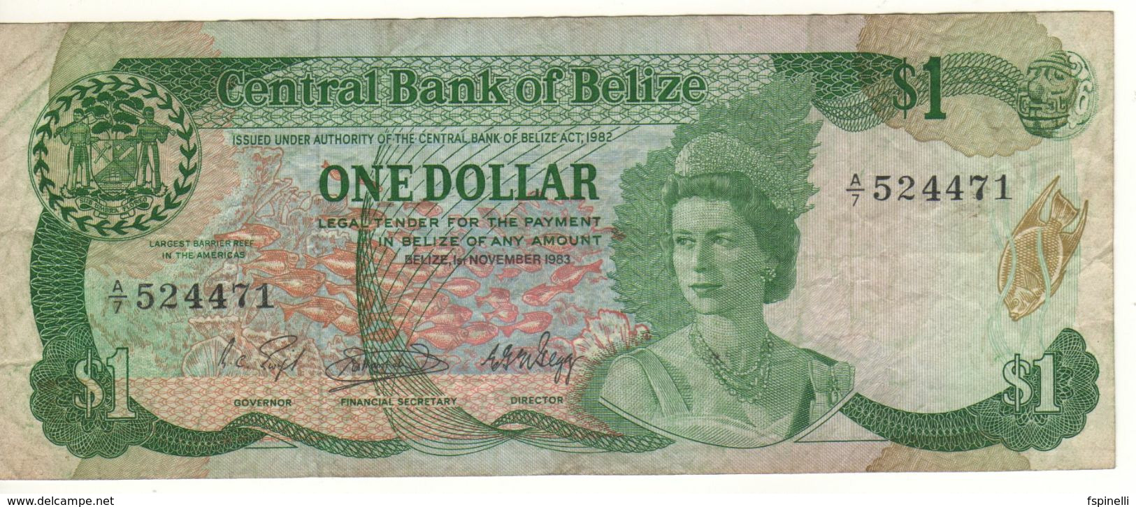 BELIZE  1 Dollar      P46a  ( Queen Elizabeth II -  House Of Representatives, Belmopan )  Date 1.11.1983 - Belize