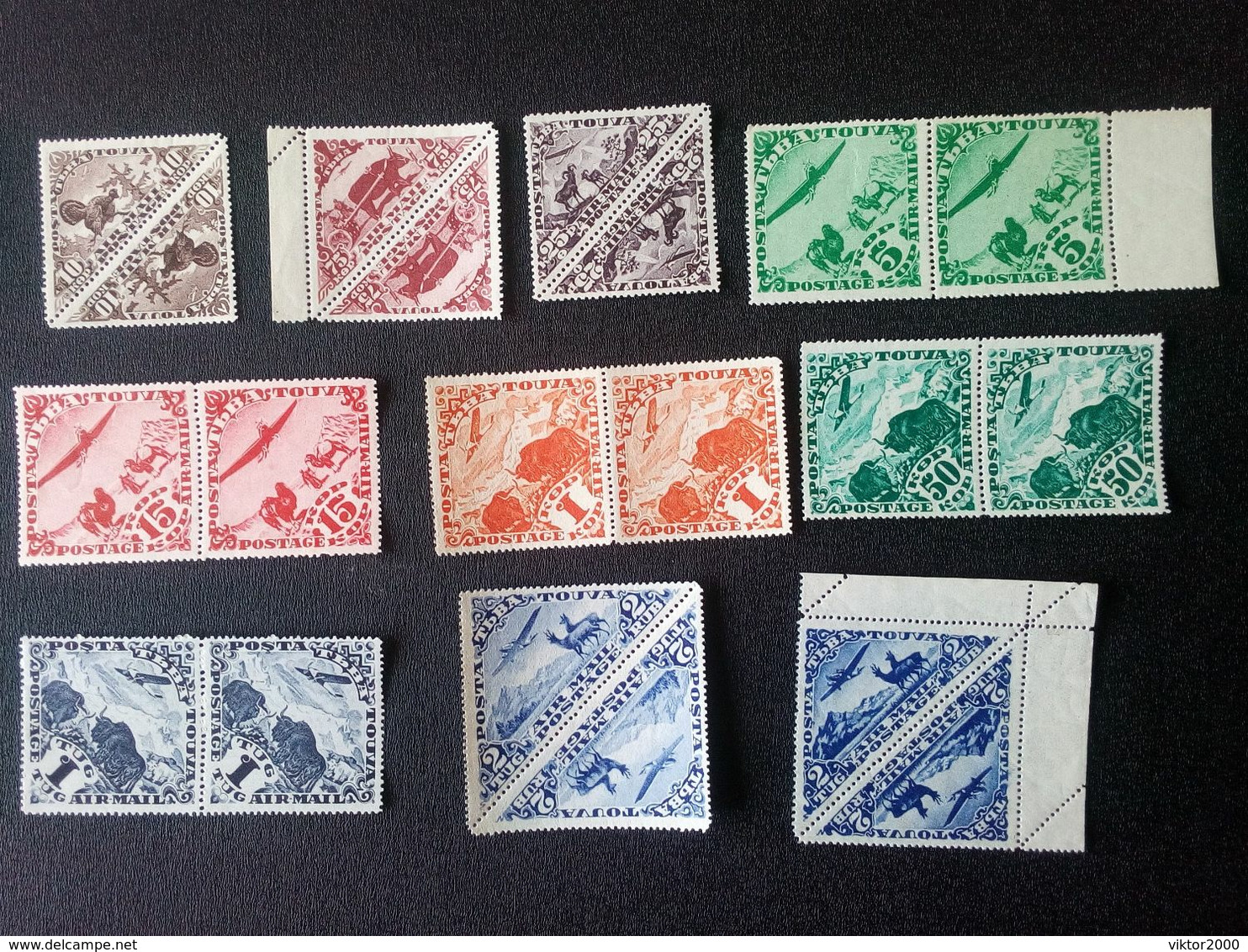 RUSSIA  TUVA MNH (**)1934 Airmail. Complete Series. In Twos. Two Stamps With Different Drawing Sizes. - Toeva