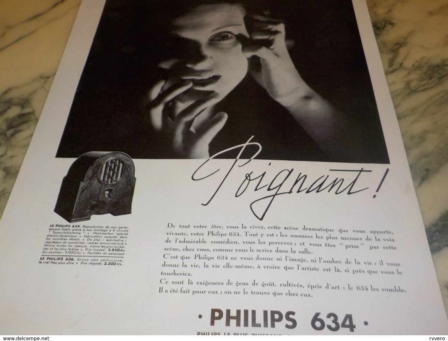 ANCIENNE PUBLICITE PHILIPS 634  -POIGNANT-  1934 - Other & Unclassified