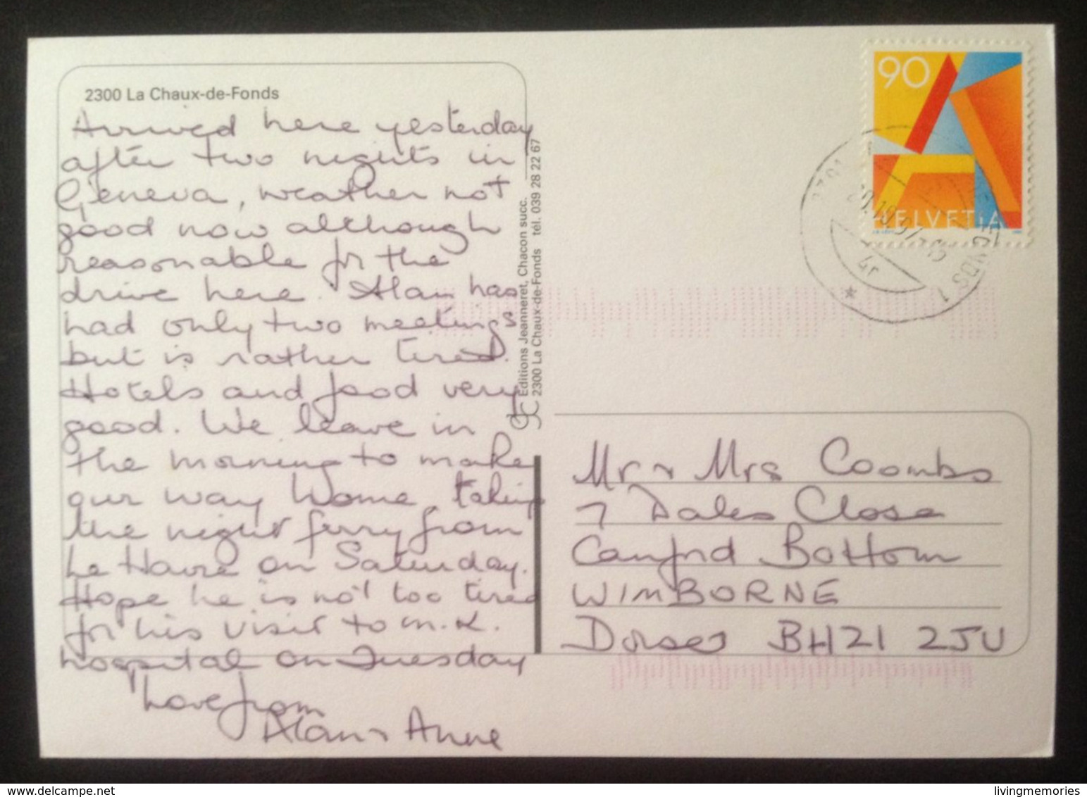Switzerland, Circulated And Stamped Postcard, « La Chaux-de-Fonds », 1997 - La Chaux