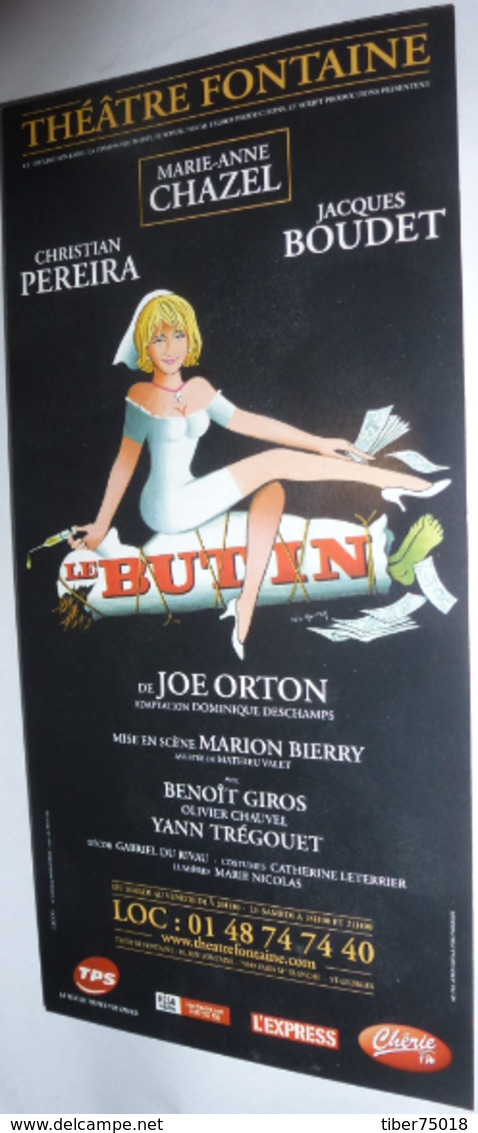 Affichette (format 10 X 21) Le Butin (Marie-Anne Chazel) Théâtre Fontaine - Illustration : Léo Kouper - Kouper