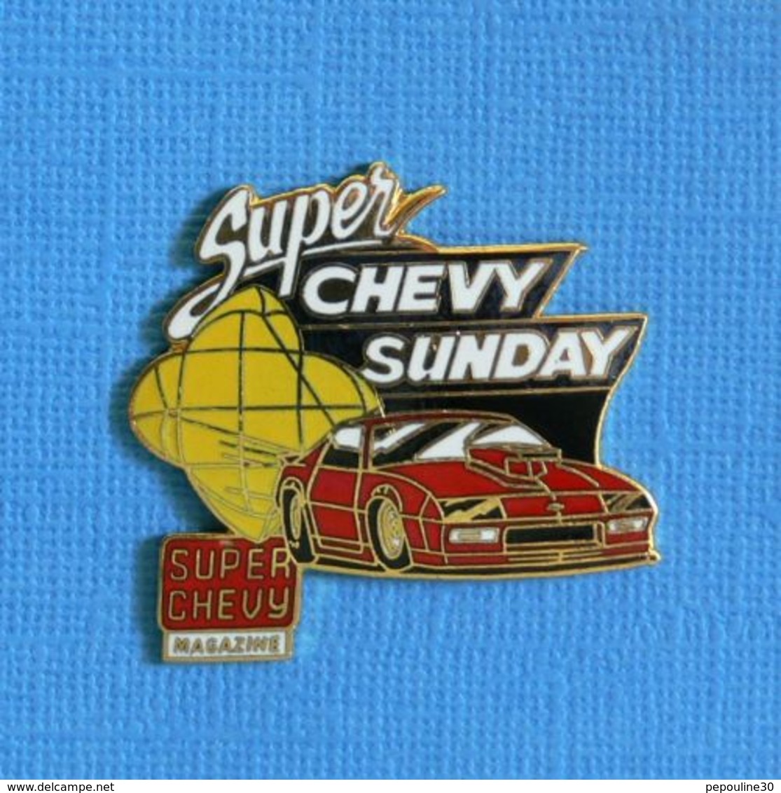 1 PIN'S //  ** MAGAZINE AUTOMOBILES / SUPER CHEVY SUNDAY ** - Corvette