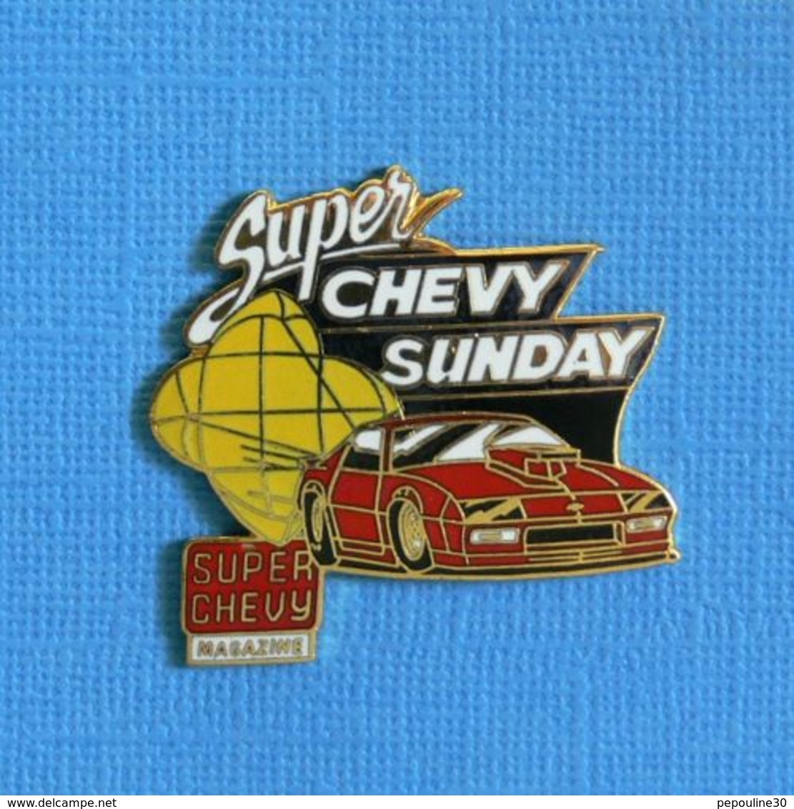 1 PIN'S //  ** MAGAZINE AUTOMOBILES / SUPER CHEVY SUNDAY ** - Corvette