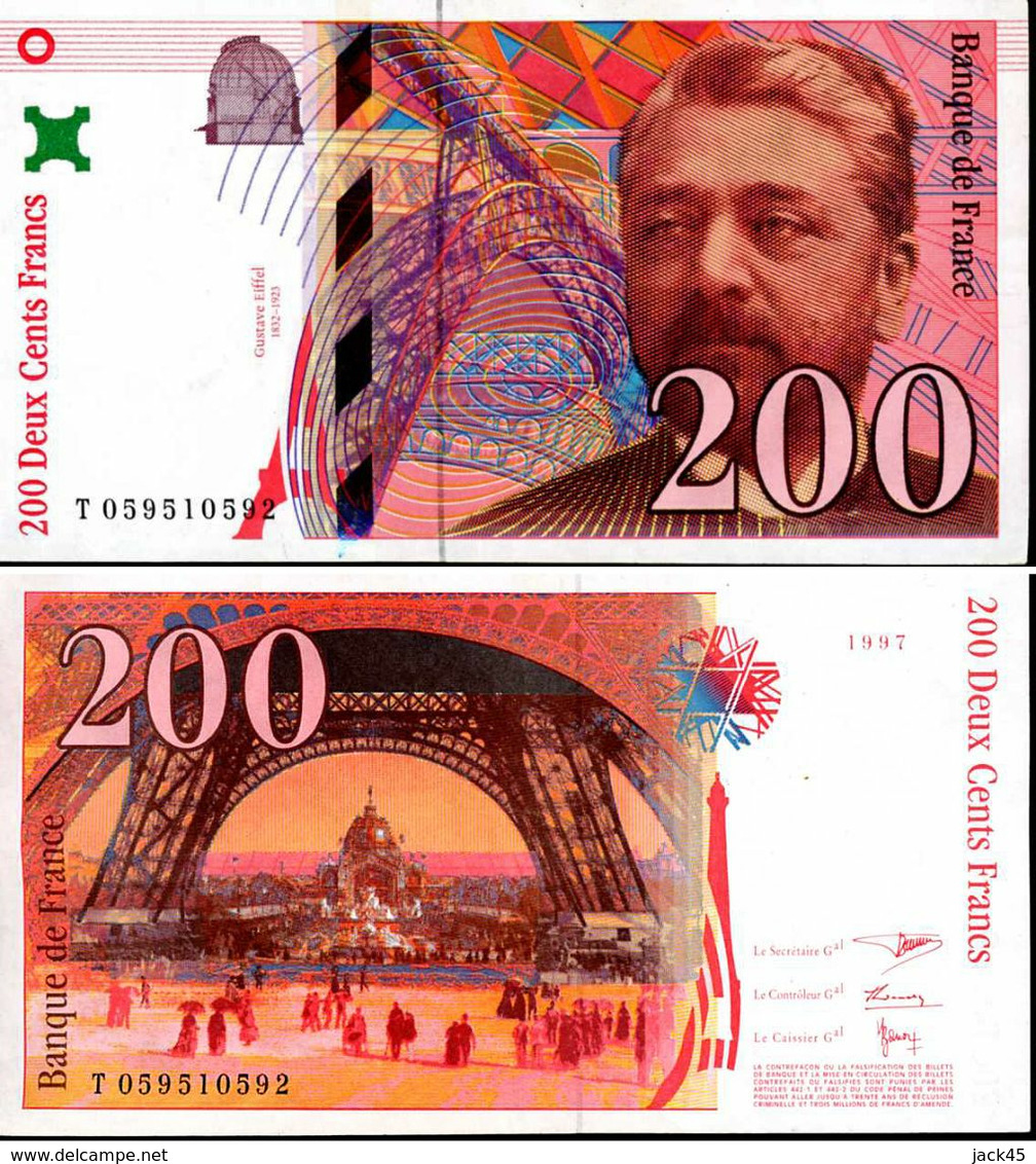 Billet De 200 Francs Gustave EIFFEL ( Français ) Date De 1997 Très Bon état - Ohne Zuordnung