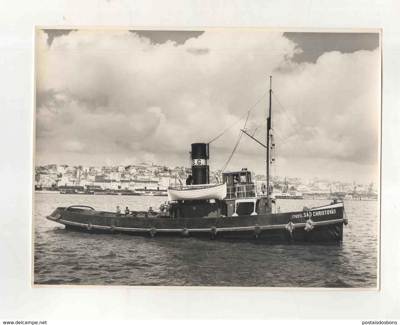 Cx14 A5) Photo Original Portugal Steamer Vapor Sociedade Geral S.G. Rebocador SÃO CHRISTVÃO 17,5x23cm - Other & Unclassified