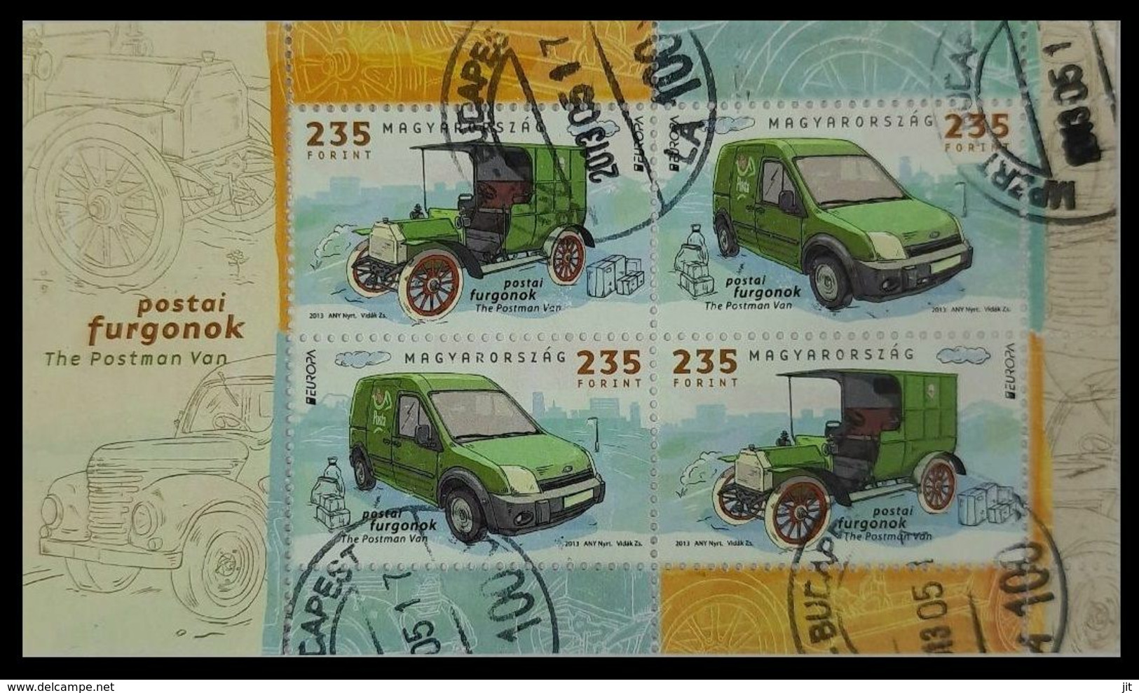 137. HUNGARY 2013 USED STAMP M/S (MINIATURE SHEET) EUROPA , POSTAL VAN . - Gebraucht