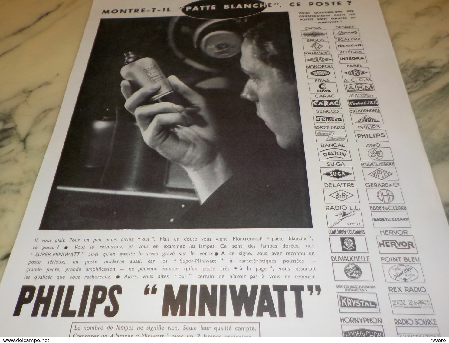 ANCIENNE PUBLICITE MINI WATT PHILIPS RADIO 1934 - Andere & Zonder Classificatie