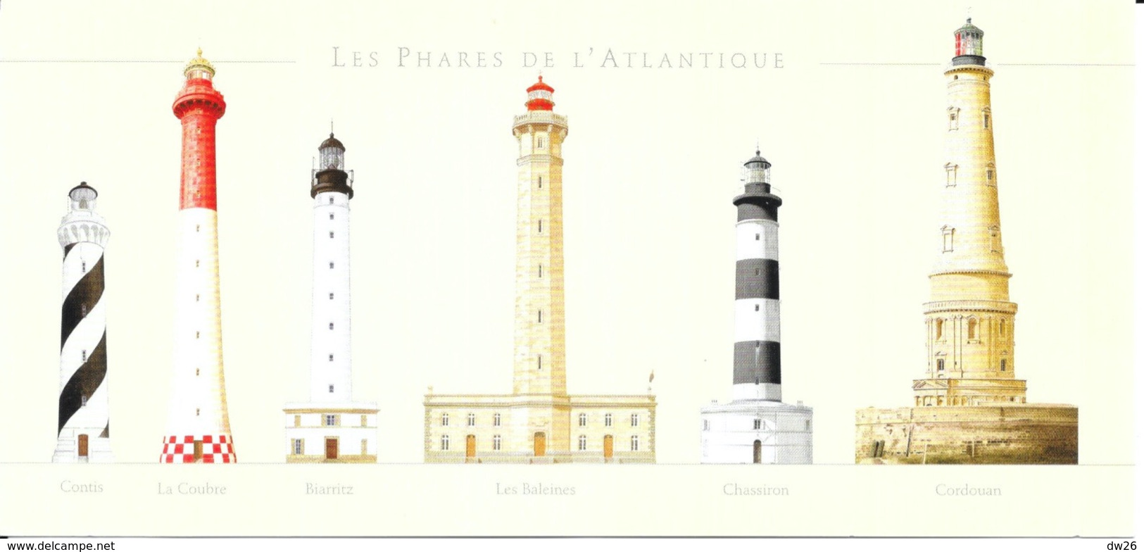 Les Phares De L'Atlantique (Contis, La Coubre, Biarritz, Les Baleines, Chassiron, Cordouan) Carte Panoramique - Phares