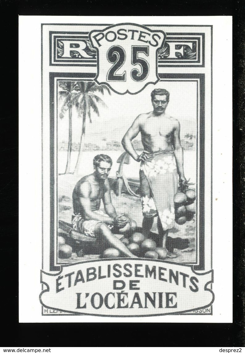 Représentation TIMBRE Cp Ancien Tahiti DEUX SCANNS - Stamps (pictures)