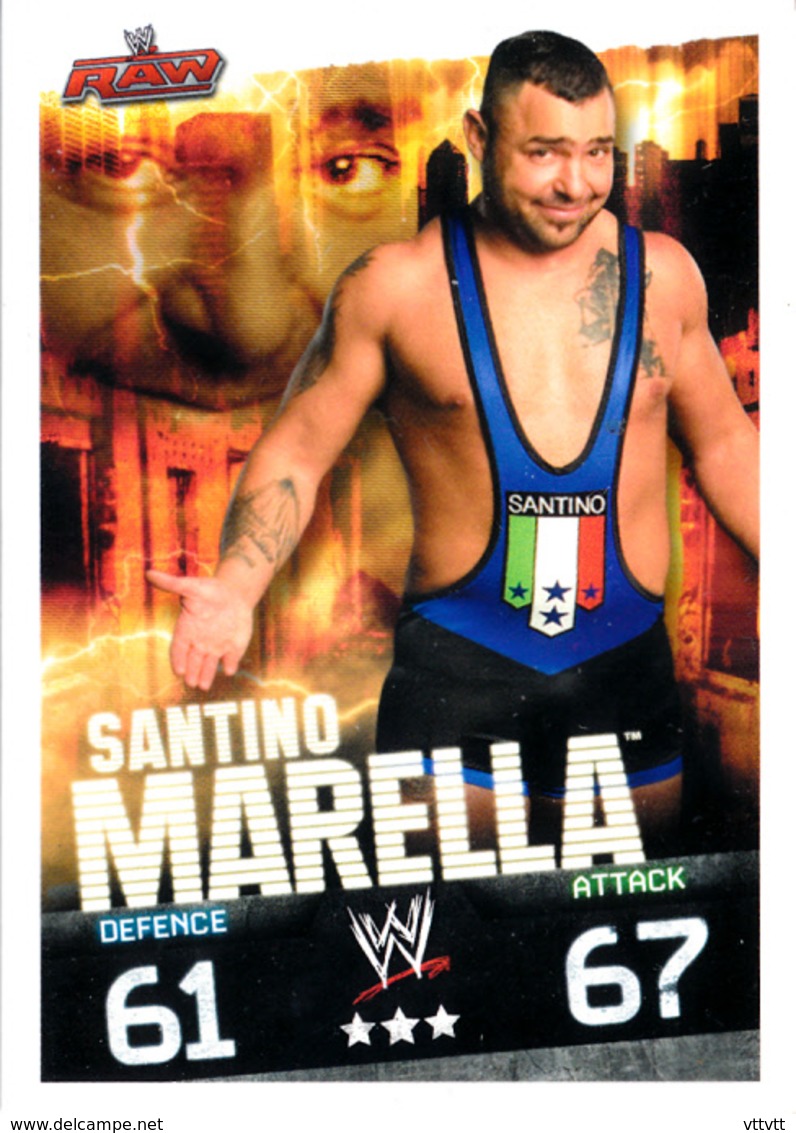 Wrestling, Catch : SANTINO MARELLA (RAW, 2008), Topps, Slam, Attax, Evolution, Trading Card Game, 2 Scans, TBE - Trading Cards