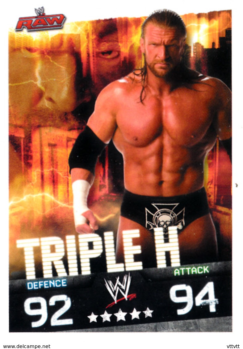 Wrestling, Catch : TRIPLE H (RAW, 2008), Topps, Slam, Attax, Evolution, Trading Card Game, 2 Scans, TBE - Trading Cards
