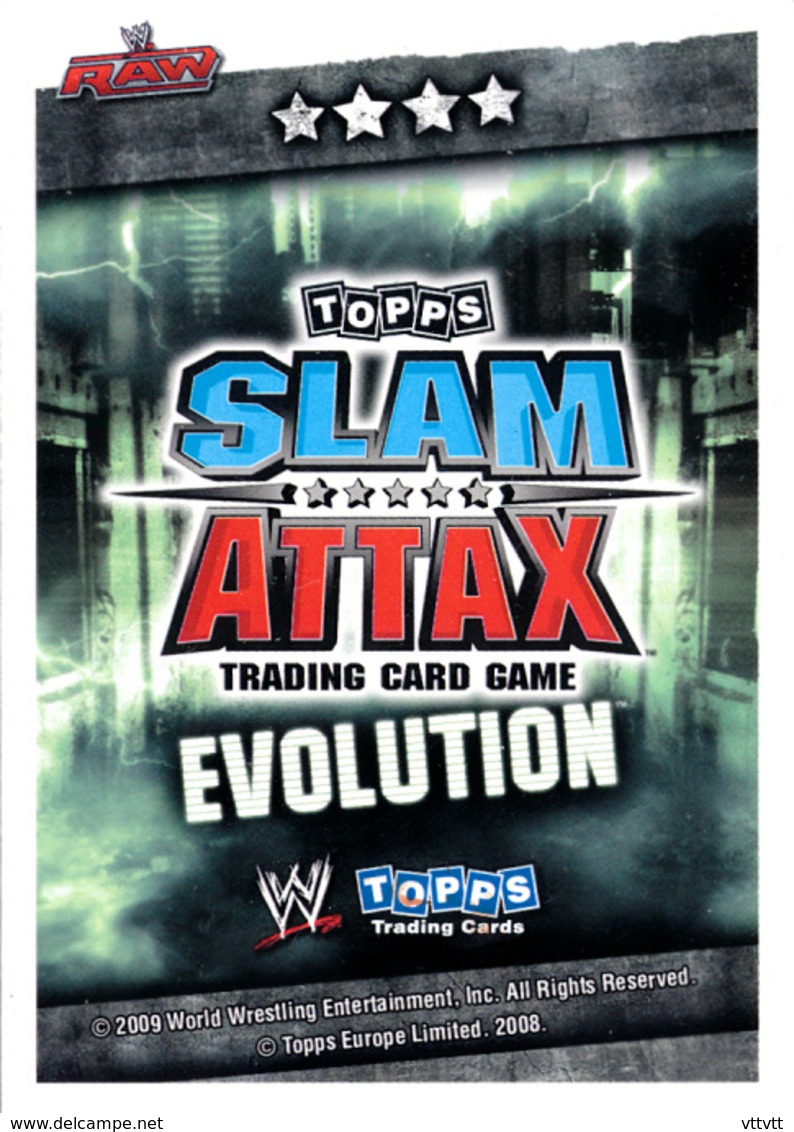 Wrestling, Catch : TRIPLE H (RAW, 2008), Topps, Slam, Attax, Evolution, Trading Card Game, 2 Scans, TBE - Trading Cards
