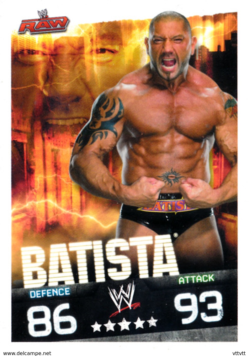 Wrestling, Catch : BATISTA (RAW, 2008), Topps, Slam, Attax, Evolution, Trading Card Game, 2 Scans, TBE - Trading Cards