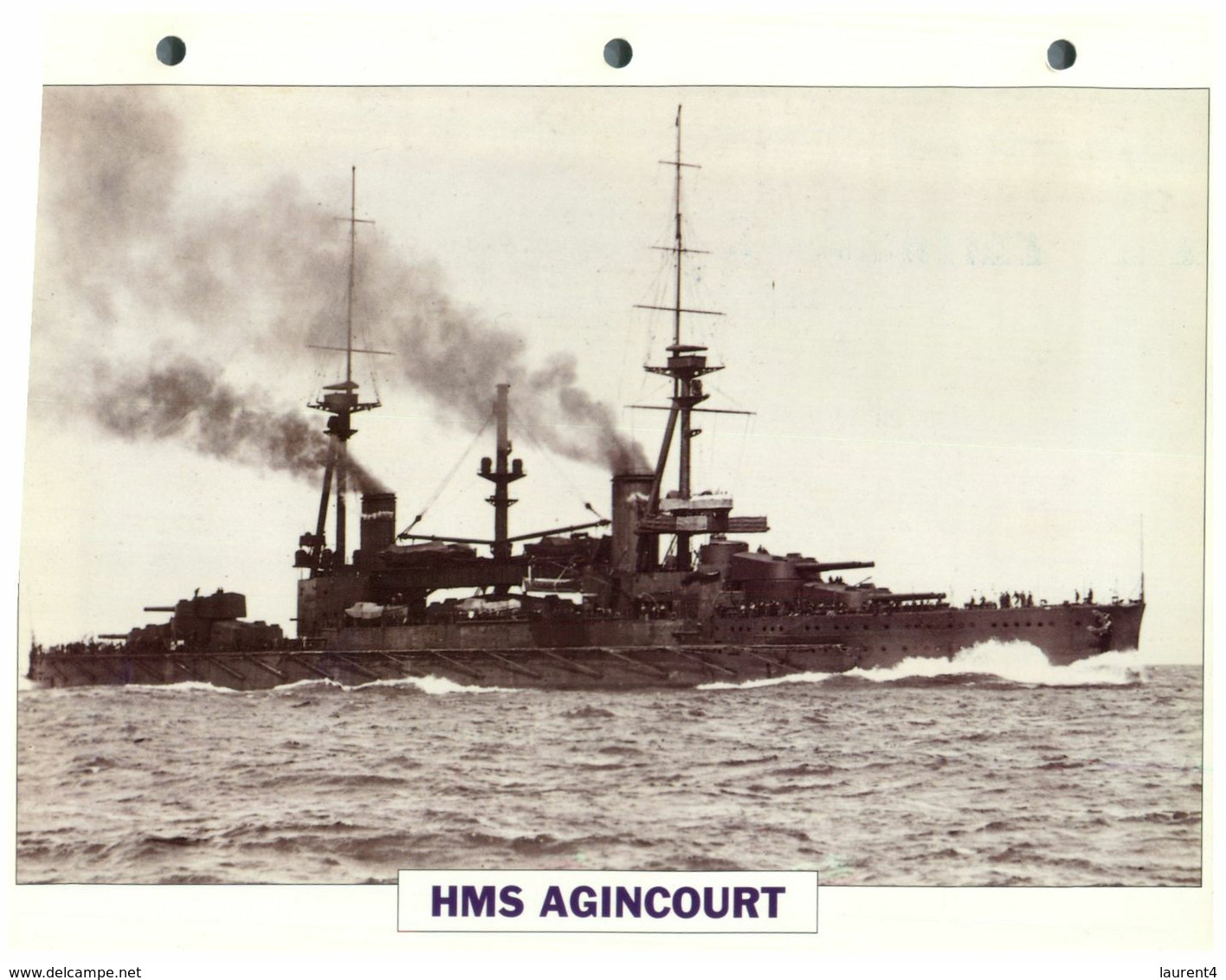 (25 X 19 Cm) (10-9-2020) - N - Photo And Info Sheet On Warship - UK Navy - HMS Agincourt - Bateaux