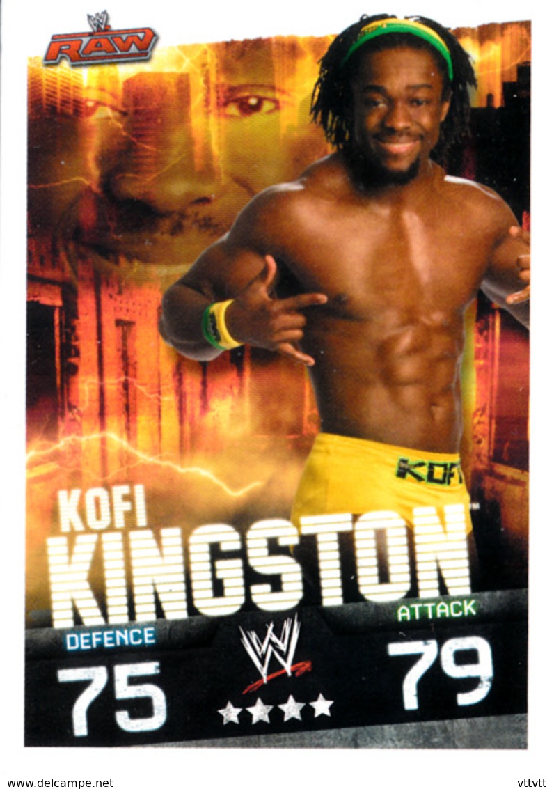 Wrestling, Catch : KOFI KINGSTON (RAW, 2008), Topps, Slam, Attax, Evolution, Trading Card Game, 2 Scans, TBE - Trading-Karten