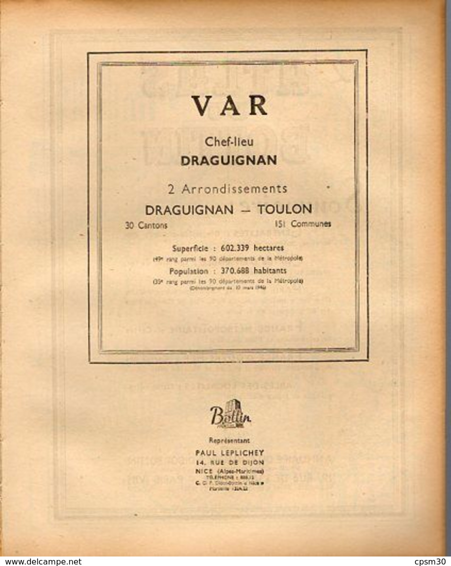 ANNUAIRE - 83 - Département Var - Année 1948 - édition Didot-Bottin - Telephone Directories