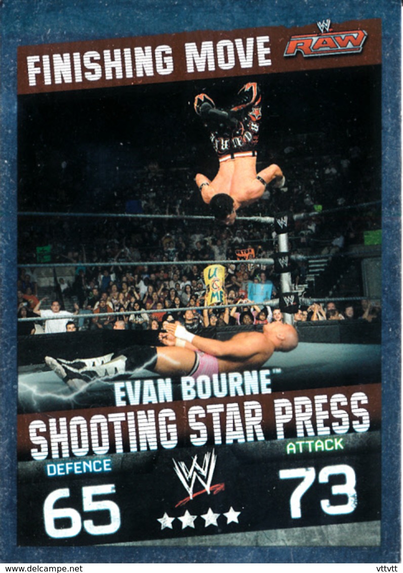 Wrestling, Catch : EVAN BOURNE (FINISHING MOVE, 2008), Topps, Slam, Attax, Evolution, Trading Card Game, 2 Scans, TBE - Tarjetas