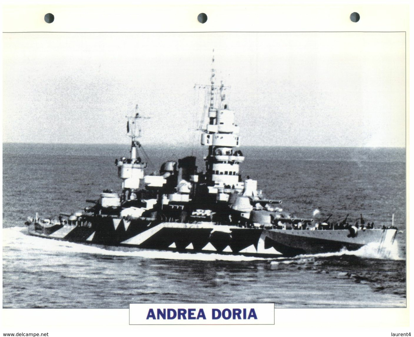 (25 X 19 Cm) (10-9-2020) - N - Photo And Info Sheet On Warship - Italian Navy - Andrea Doria - Bateaux