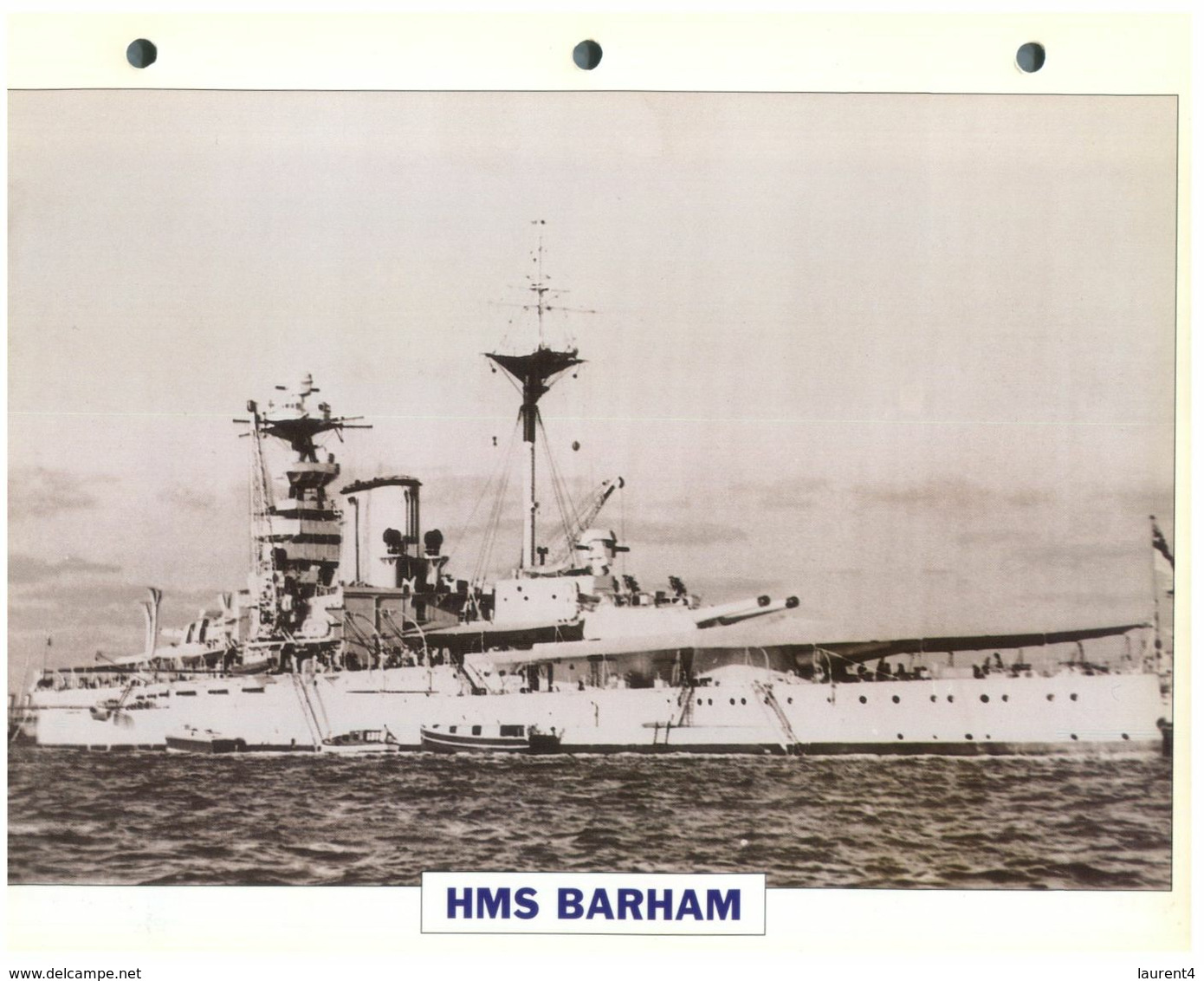 (25 X 19 Cm) (10-9-2020) - N - Photo And Info Sheet On Warship - UK Navy - HMS Barham - Boten