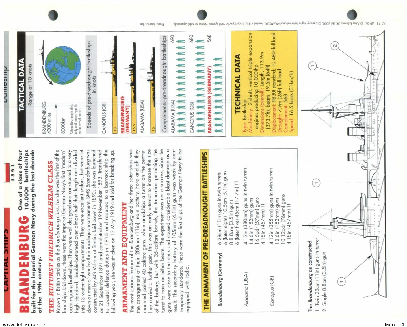 (25 X 19 Cm) (10-9-2020) - N - Photo And Info Sheet On Warship - German Navy - Brandenburg - Bateaux