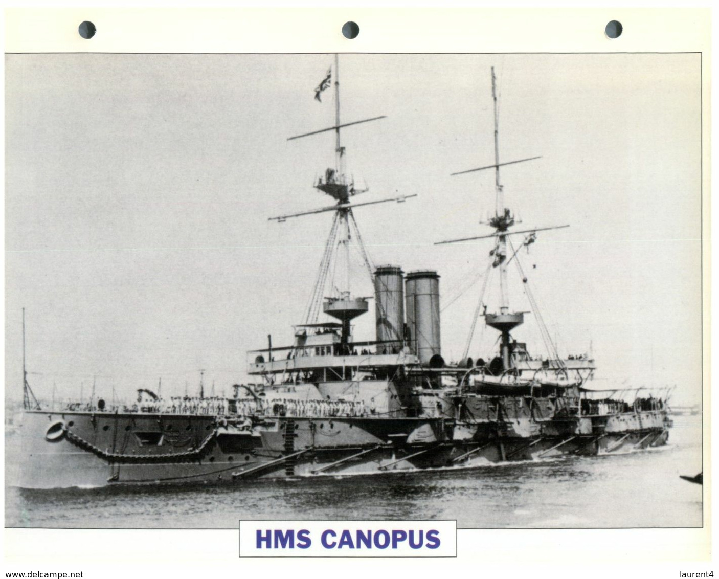 (25 X 19 Cm) (10-9-2020) - N - Photo And Info Sheet On Warship - UK Navy - HMS Canopus - Bateaux