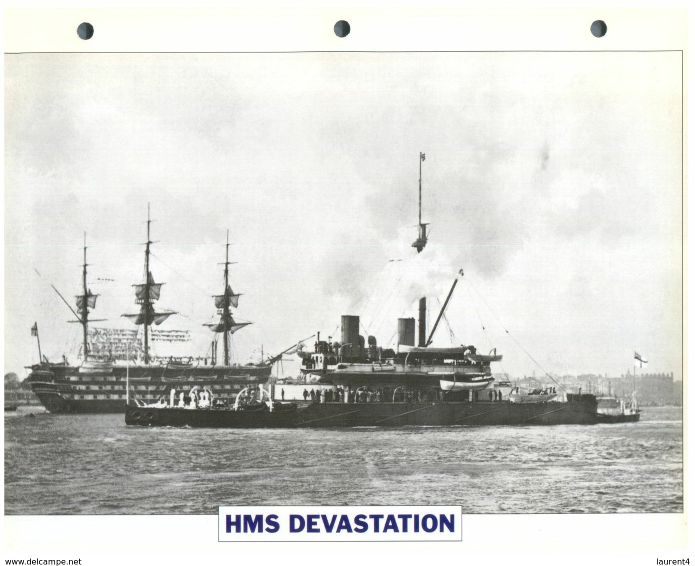 (25 X 19 Cm) (10-9-2020) - N - Photo And Info Sheet On Warship - UK Navy - HMS Debvastation - Bateaux