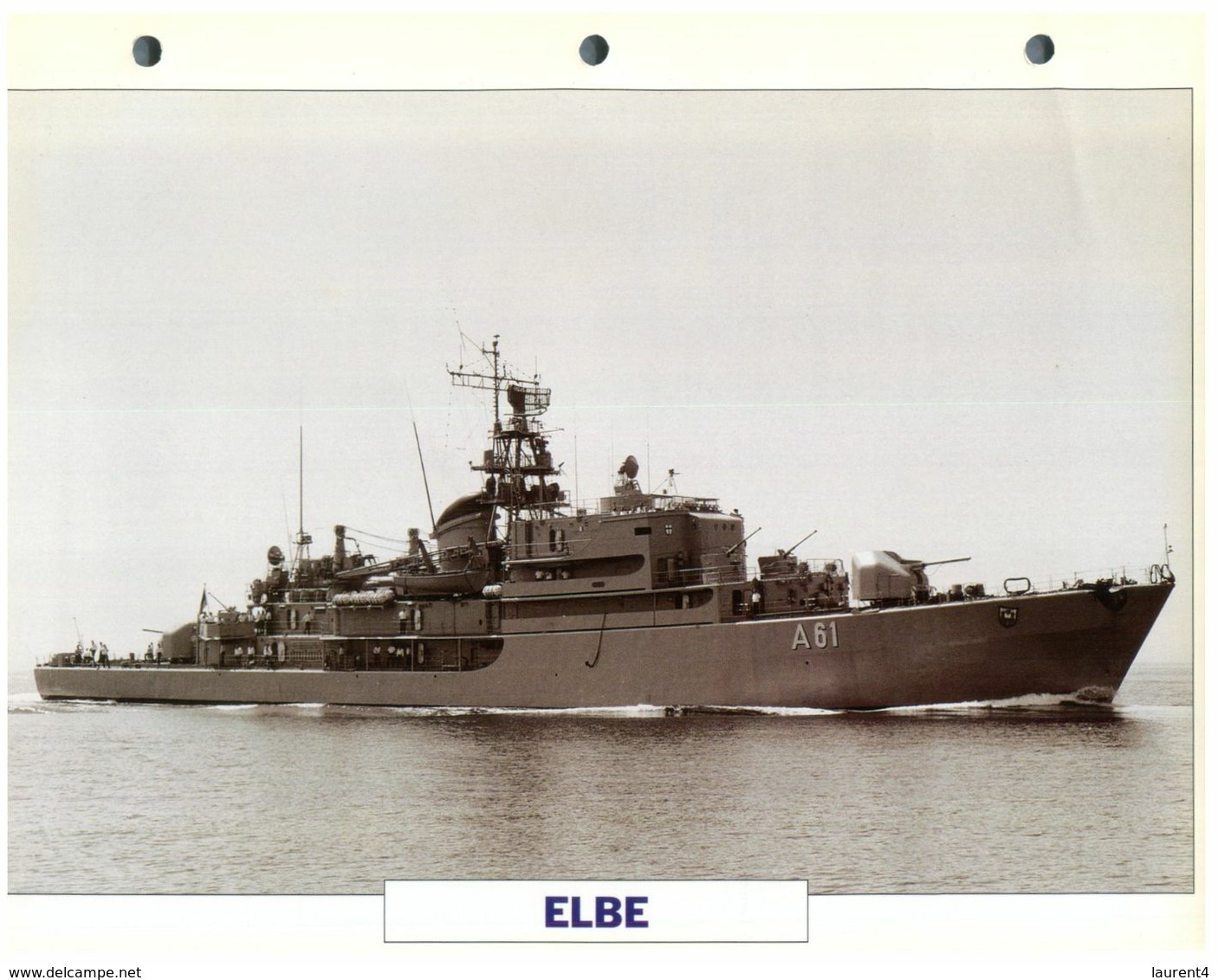 (25 X 19 Cm) (10-9-2020) - N - Photo And Info Sheet On Warship - German Navy - Elbe - Bateaux