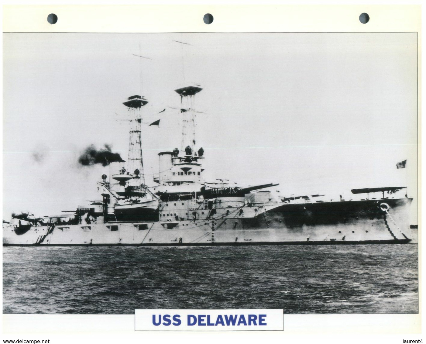 (25 X 19 Cm) (10-9-2020) - N - Photo And Info Sheet On Warship - US Navy - USS Delaware - Bateaux