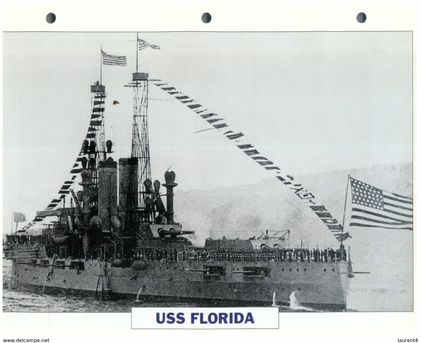 (25 X 19 Cm) (10-9-2020) - N - Photo And Info Sheet On Warship - US Navy - USS Florida - Bateaux