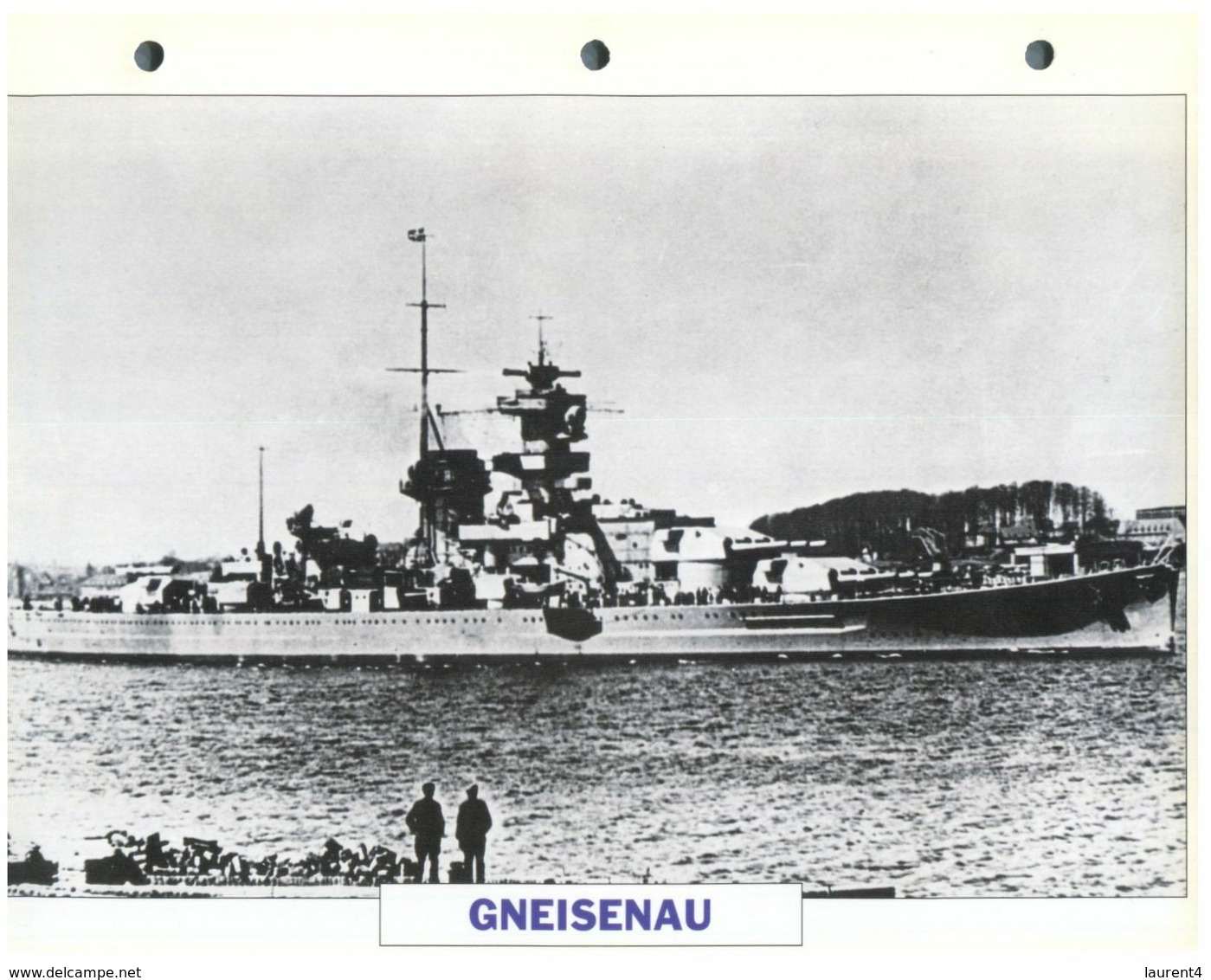 (25 X 19 Cm) (10-9-2020) - N - Photo And Info Sheet On Warship - German Navy - Gneisenau - Bateaux