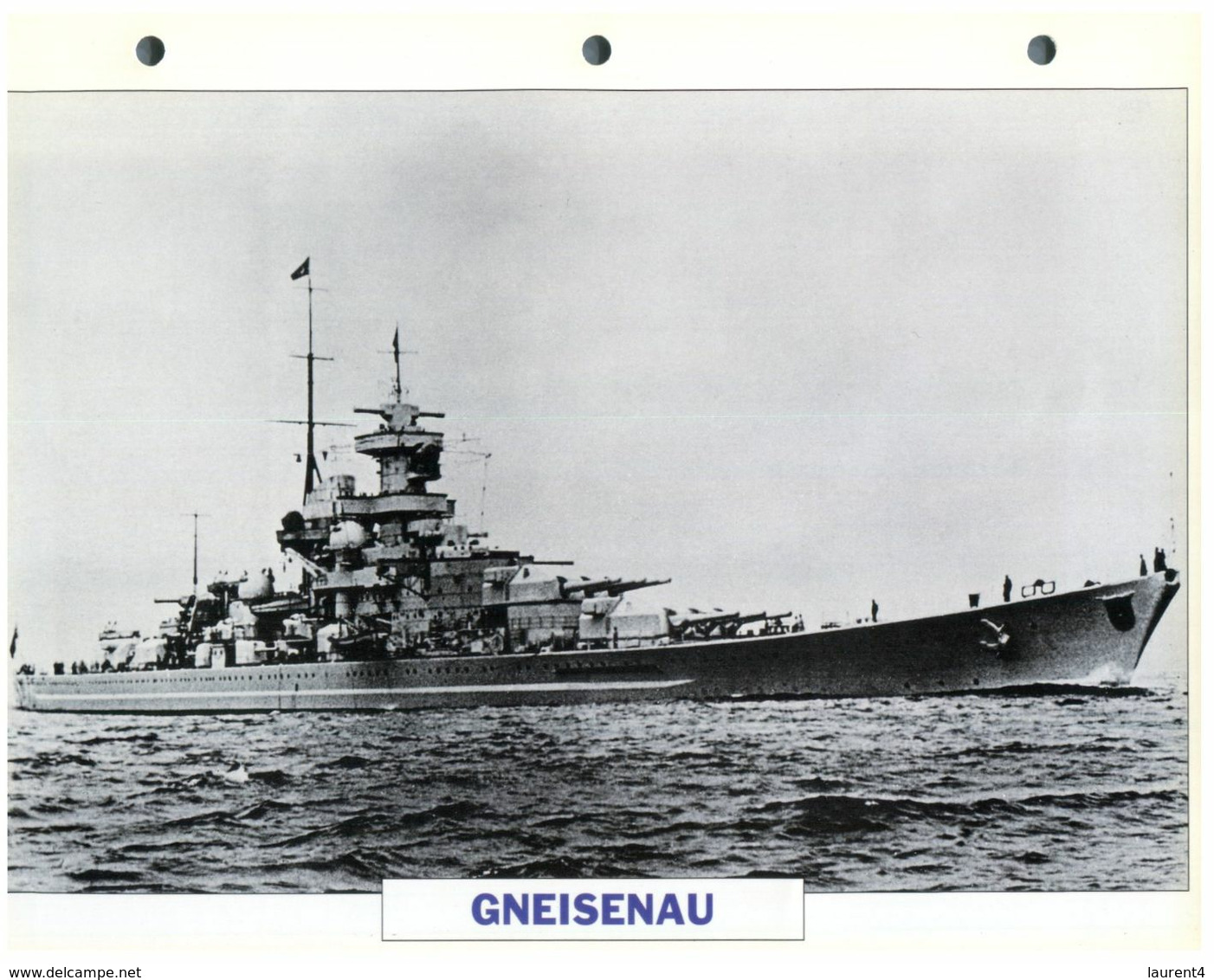 (25 X 19 Cm) (10-9-2020) - N - Photo And Info Sheet On Warship - German Navy - Gneisenau - Bateaux