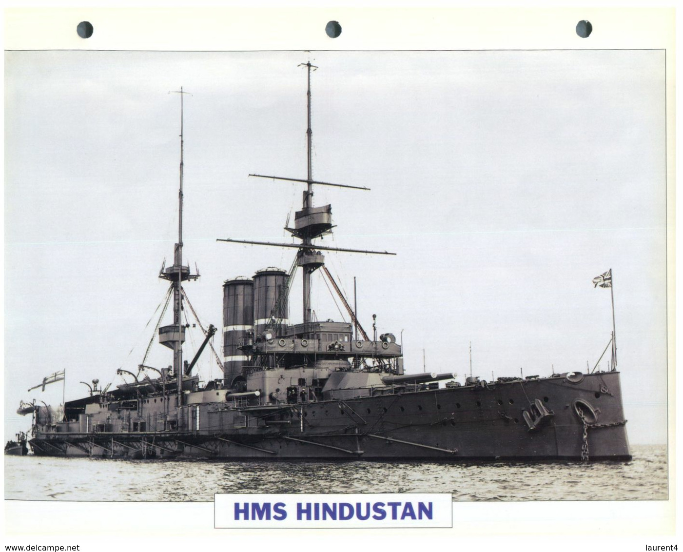 (25 X 19 Cm) (10-9-2020) - N - Photo And Info Sheet On Warship - UK Navy - HMS Hindustan - Bateaux