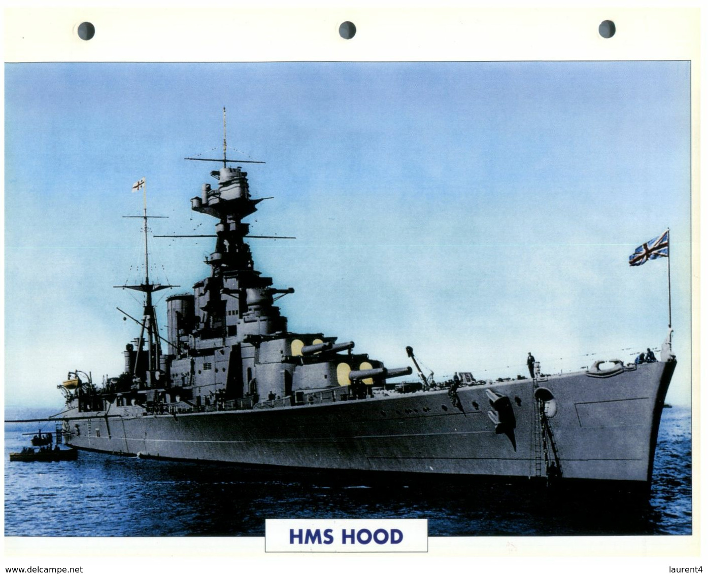 (25 X 19 Cm) (10-9-2020) - N - Photo And Info Sheet On Warship - UK Navy - HMS Hood - Bateaux
