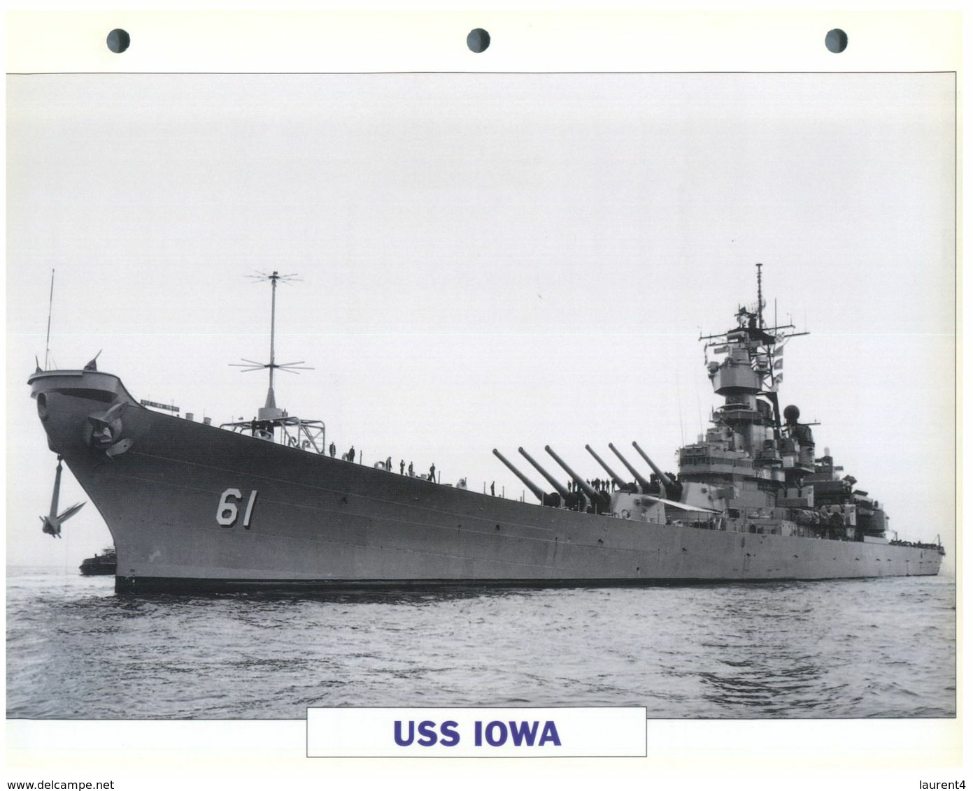 (25 X 19 Cm) (10-9-2020) - N - Photo And Info Sheet On Warship - US Navy - USS Iowa - Bateaux