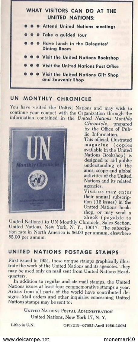 ONU (UN) - NEW YORK (U.S.A.) - ORGANISATION DES NATIONS UNIES (UNITED NATIONS) - VISITORS'GUIDE (GUIDE DES VISITEURS) - Andere & Zonder Classificatie