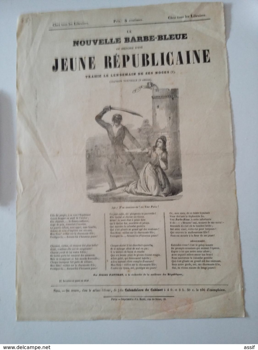 La Nouvelle Barbe - Bleue Ou Histoire D'une Jeune Républicaine Trahie Le Lendemain De Ses Noces ( Jérome Paturot ) 1849 - Documents Historiques