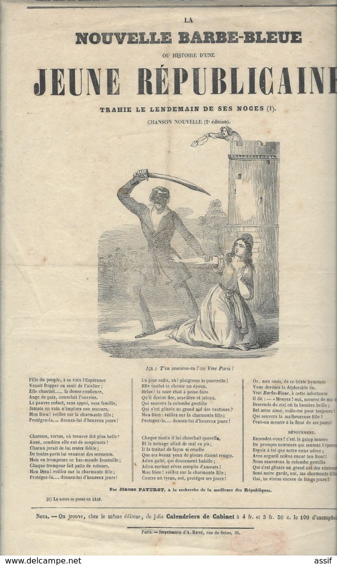 La Nouvelle Barbe - Bleue Ou Histoire D'une Jeune Républicaine Trahie Le Lendemain De Ses Noces ( Jérome Paturot ) 1849 - Documents Historiques