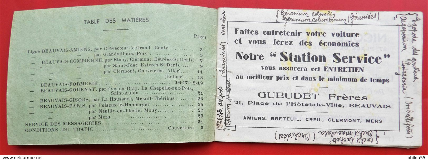 60 BEAUVAIS Horaire Des AUTOCARS C.A.P.  A.R.O. 1936 + PUB Commerces - Europe