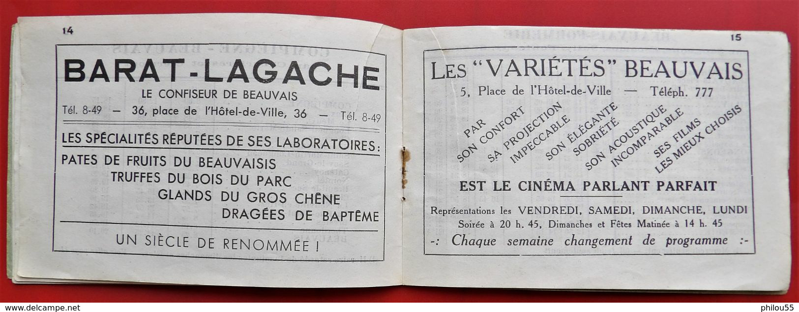 60 BEAUVAIS Horaire des AUTOCARS C.A.P.  A.R.O. 1936 + PUB Commerces